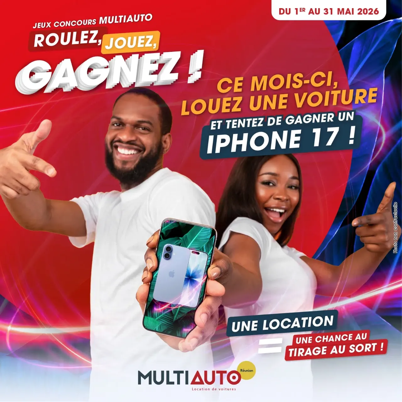 Jeu concours MultiAuto Réunion - Louez une voiture et gagnez un iPhone 17 en mai 2026