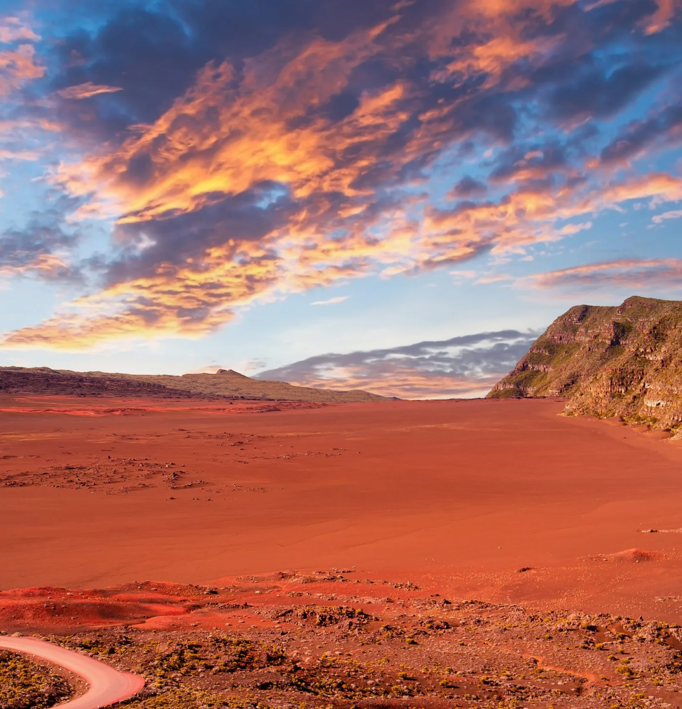 Plaine des Sables sur la route du volcan à La Réunion